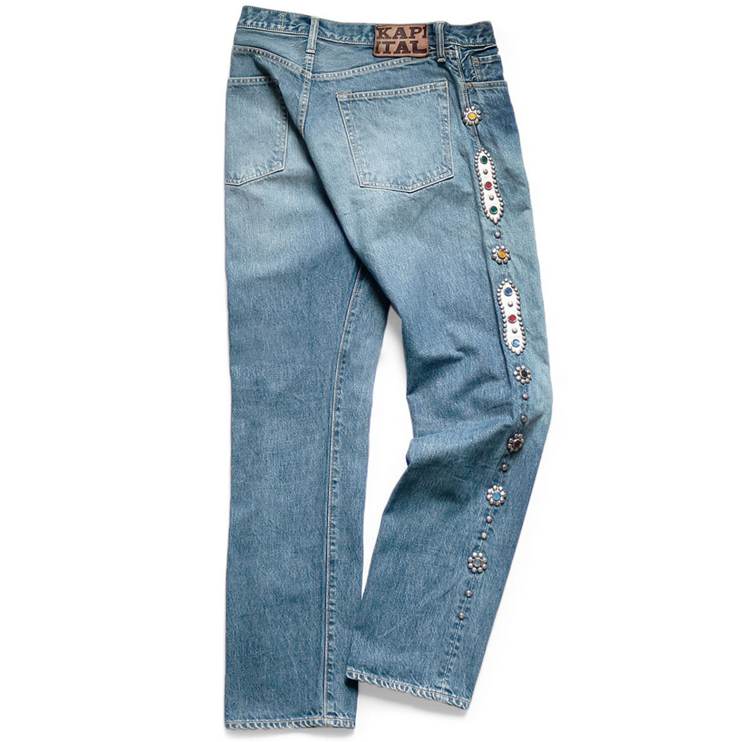 Kapital Kountry 14oz 5P Monkey Cisco Studded Remake Jeans Blue