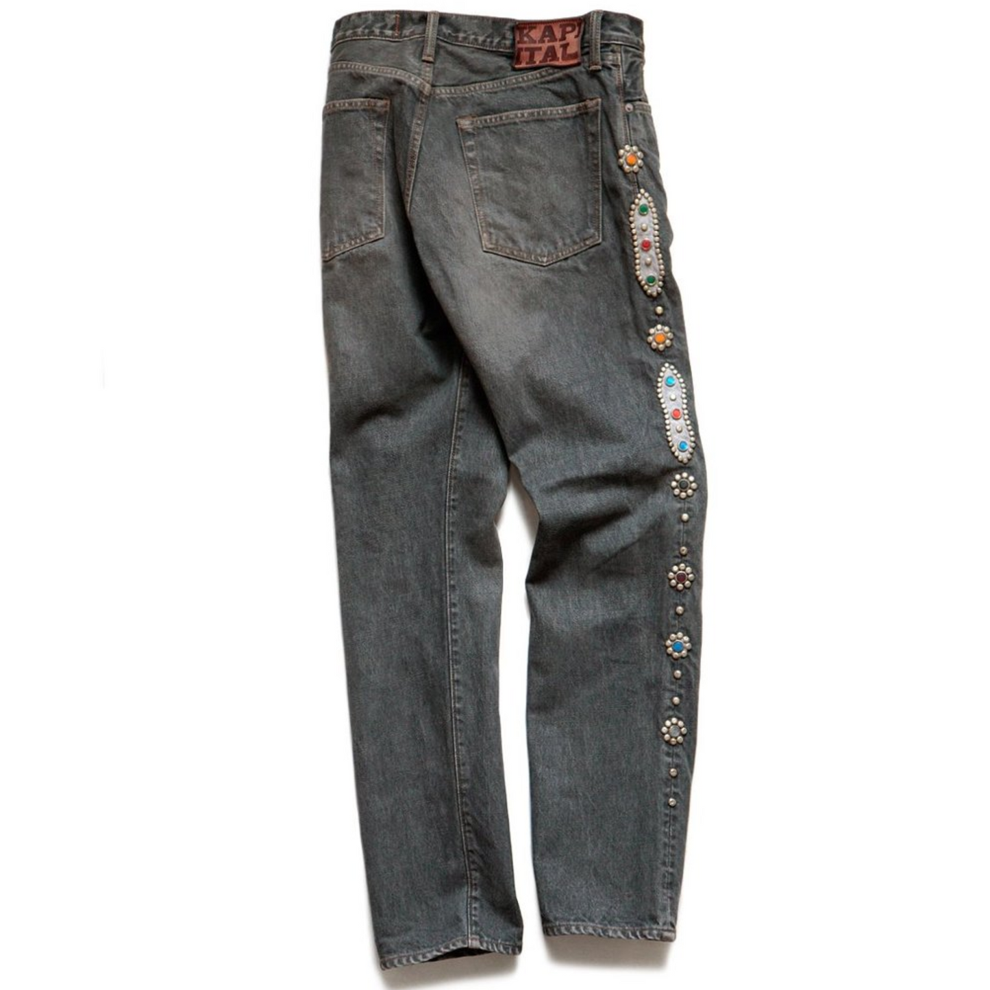 Kapital Kountry 14oz 5P Monkey Cisco Studded Remake Jeans Black