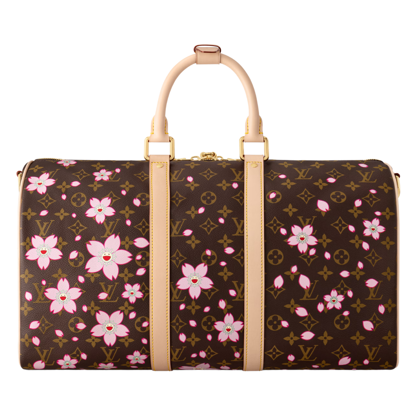 Louis Vuitton x Takashi Murakami Keepall Bandouliere 45 Duffle Sakura Brown