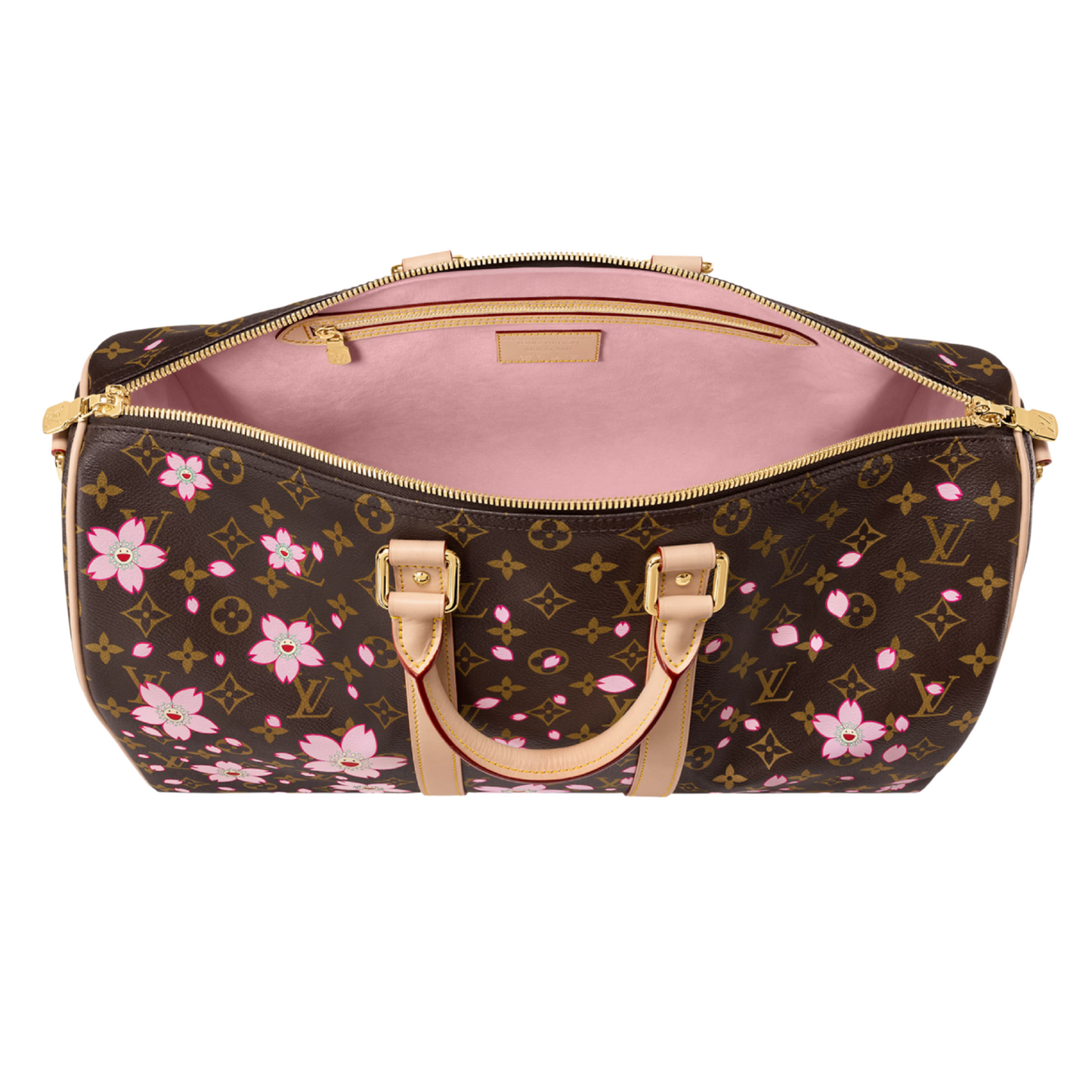 Louis Vuitton x Takashi Murakami Keepall Bandouliere 45 Duffle Sakura Brown