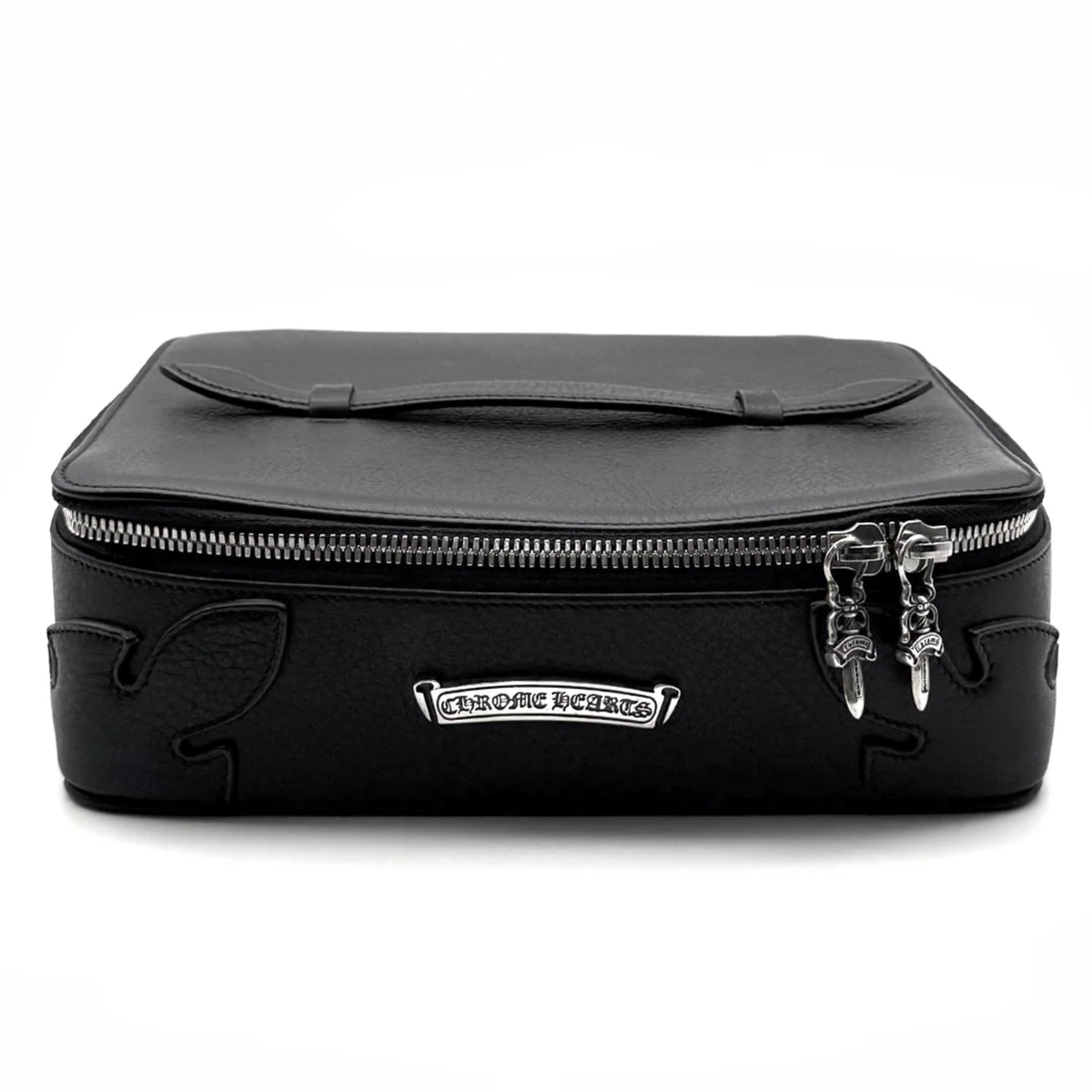 Chrome Hearts Black Leather Cosmetic Case Jewelry Box