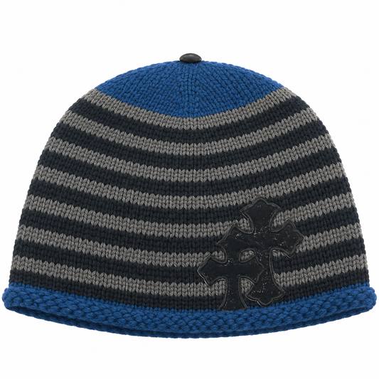 Chrome Hearts Cashmere Double Cross Striped Beanie