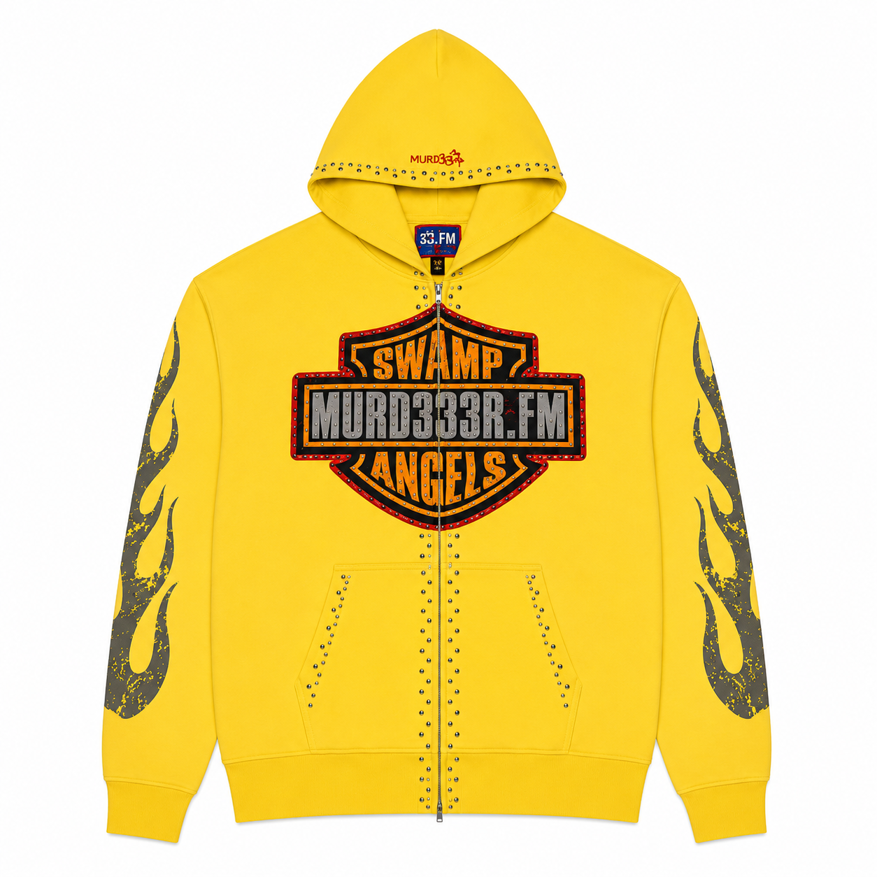 Murd333r.FM Chop333r Zip Up Hoodie Yellow