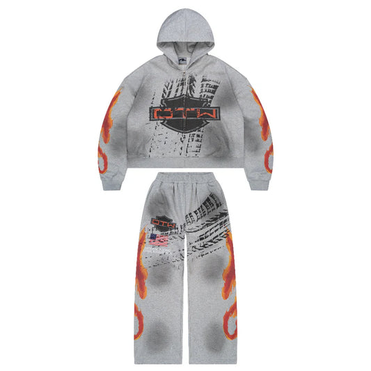 Out The Way Studios Grey Biker Sweatsuit