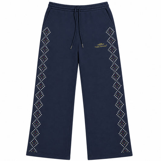 Happy Memories DON'T DIE HMDD Crystal & Pearl Sweatpants Navy