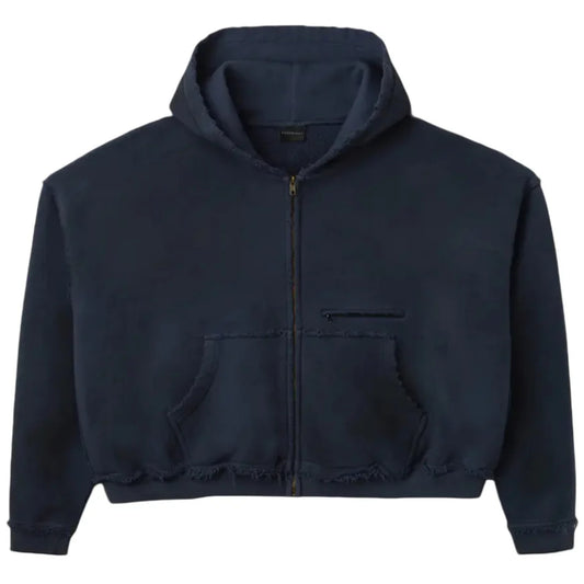 GV Gallery Raspberry Hills Navy Distressed Zip Up Hoodie