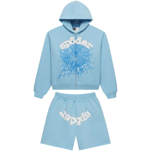 Sp5der OG Web Zip Sweatsuit Sky Blue