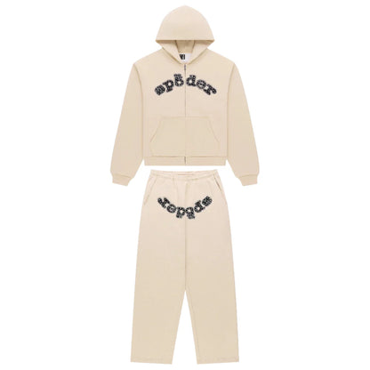 Sp5der Mixed Stone Og V2 Sweatsuit Cream