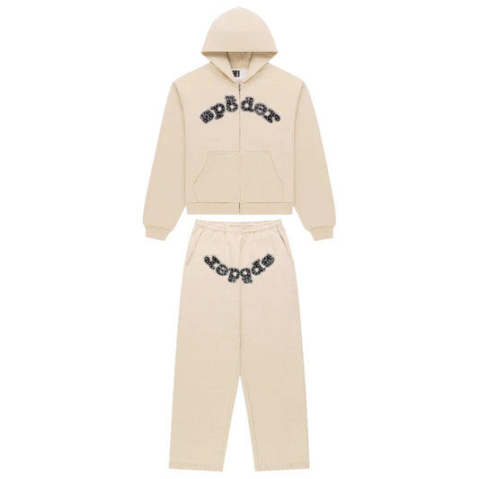 Sp5der Mixed Stone Og V2 Sweatsuit Cream