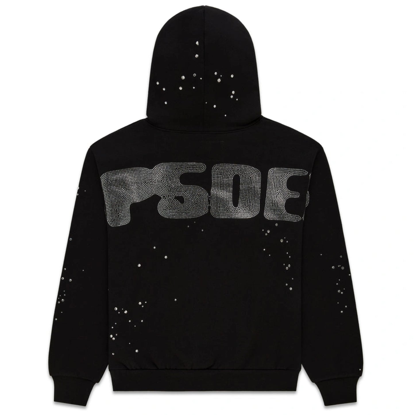 Sp5der Rhinestone Silk Sweatsuit Black