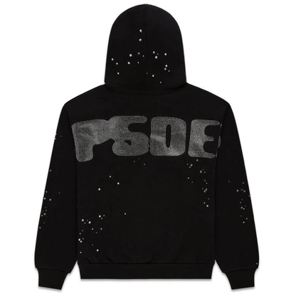 Sp5der Rhinestone Silk Sweatsuit Black