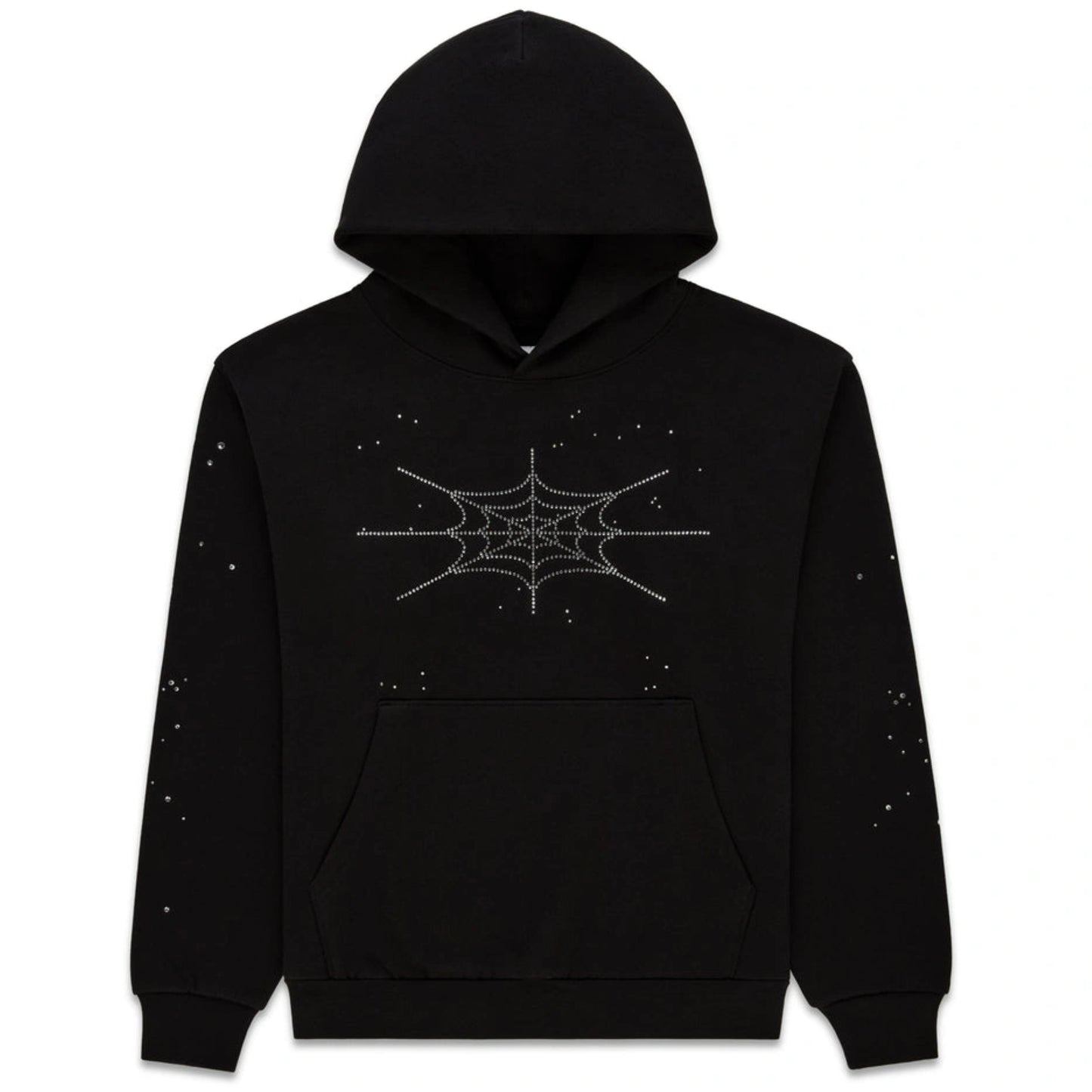 Sp5der Rhinestone Silk Sweatsuit Black