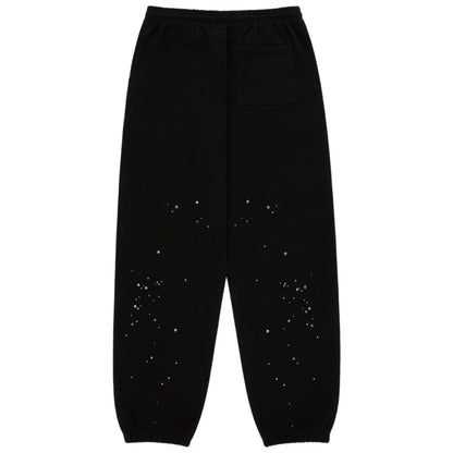 Sp5der Rhinestone Silk Sweatsuit Black
