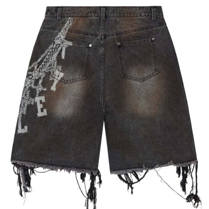 Vale Forever Chain Denim Shorts Black
