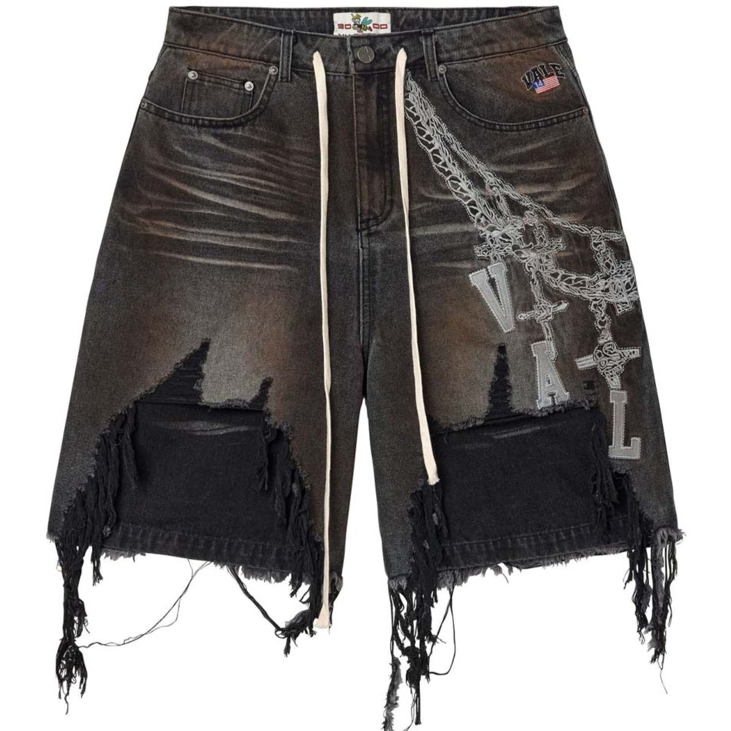 Vale Forever Chain Denim Shorts Black