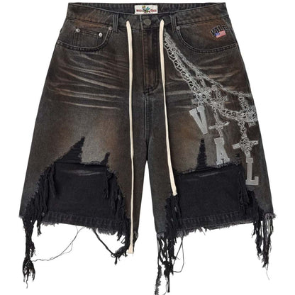 Vale Forever Chain Denim Shorts Black