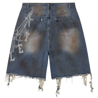 Vale Forever Chain Denim Shorts Blue