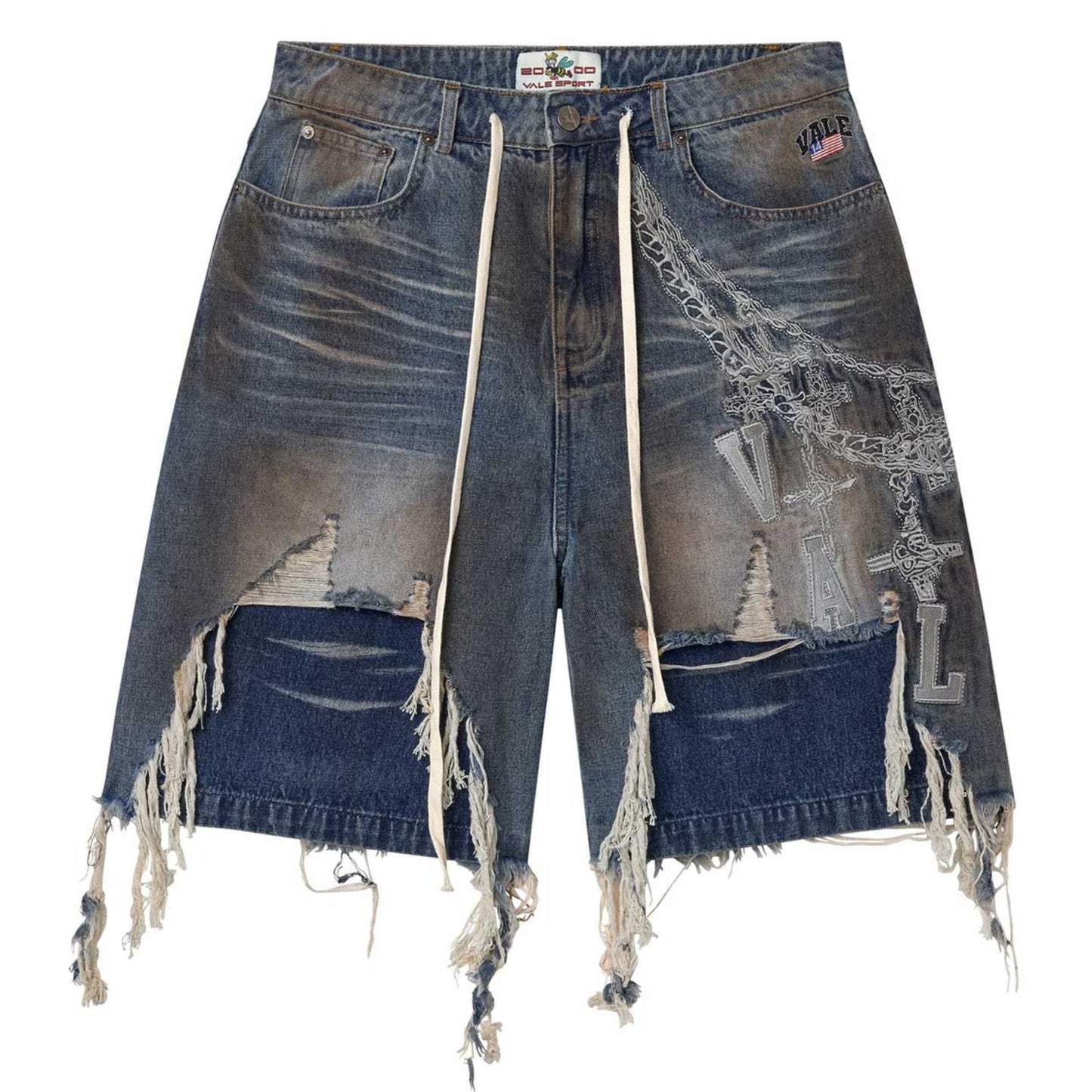 Vale Forever Chain Denim Shorts Blue