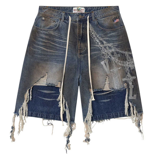 Vale Forever Chain Denim Shorts Blue
