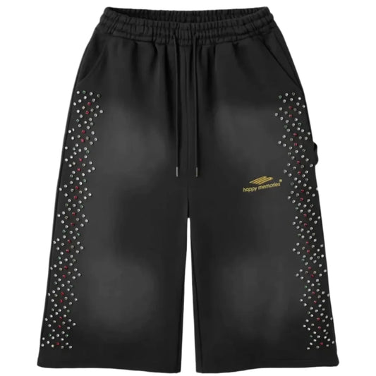 Happy Memories Don't Die Crystal 3/4 Sweatshorts Black