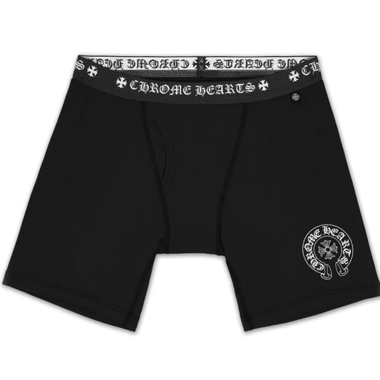 Chrome Hearts Black Horseshoe Logo Boxers