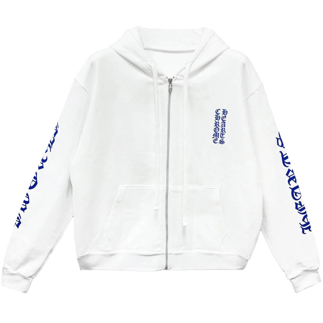 Chrome Hearts 1988 Vertical Logo Zip Up Hoodie