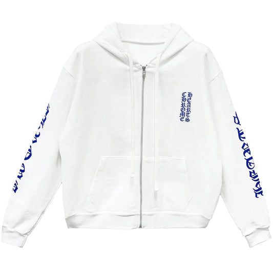 Chrome Hearts 1988 Vertical Logo Zip Up Hoodie