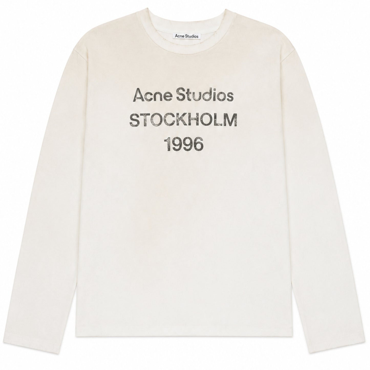Acne Studios Distressed Logo-Print Long Sleeve Tee