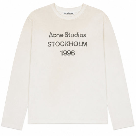 Acne Studios Distressed Logo-Print Long Sleeve Tee