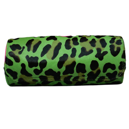 Chrome Hearts Cemetery Cross Patch Leopard Pony Hair Watch Case Pink/Green