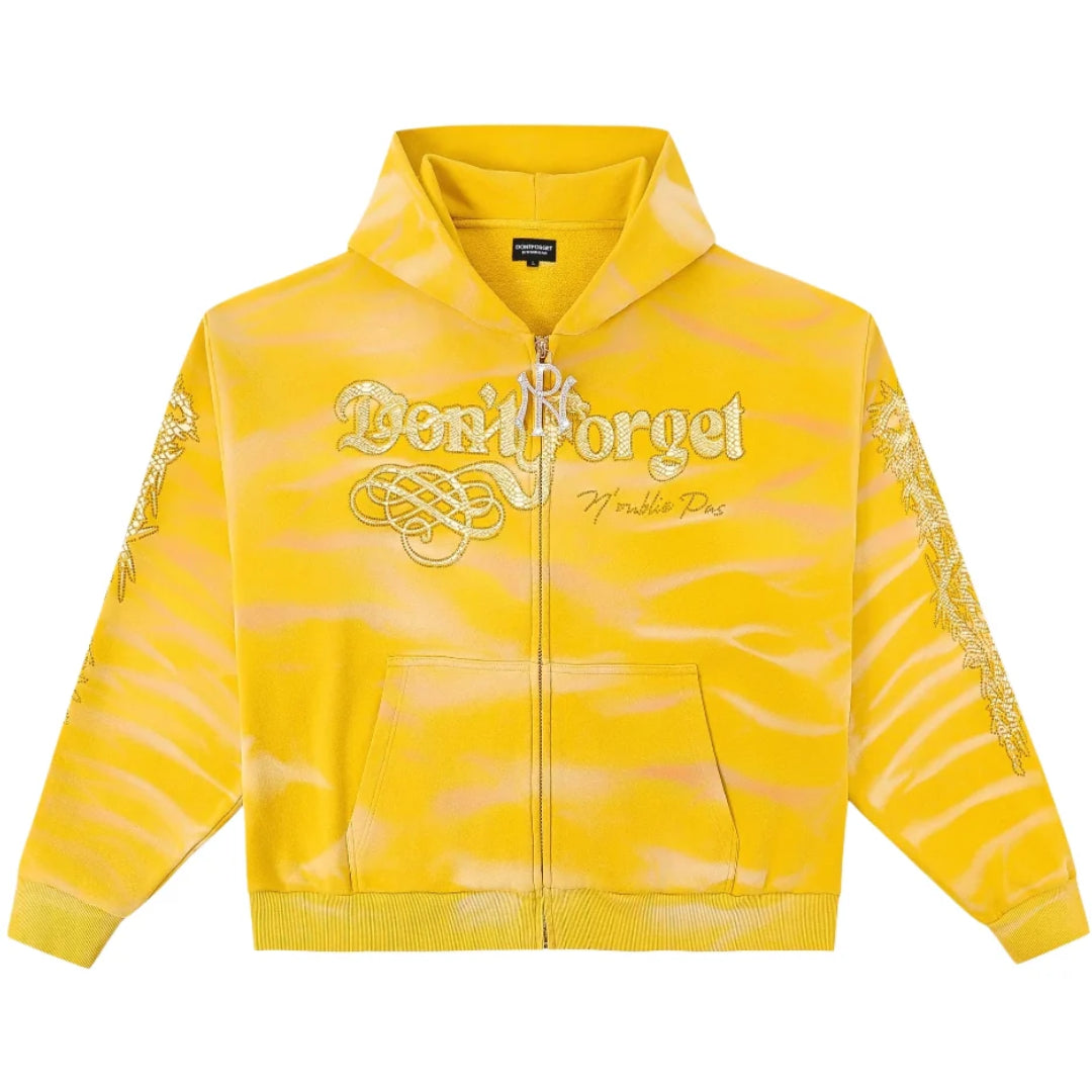 Noublie Pas Yellow Python Zip Up Hoodie