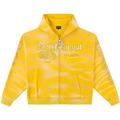 Noublie Pas Yellow Python Zip Up Hoodie