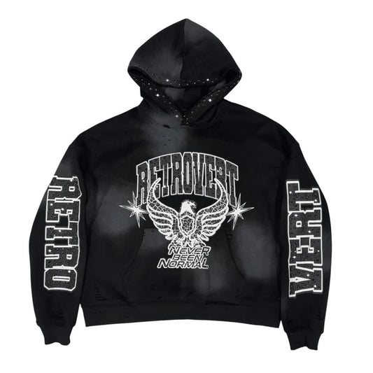 Retrovert Rhinestone Star Eagle Hoodie