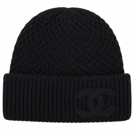 Chanel Black CC Cashmere Beanie