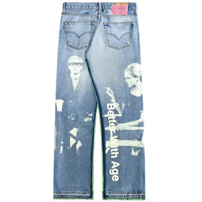 Better With Age Derby Blue Pleated Jeans