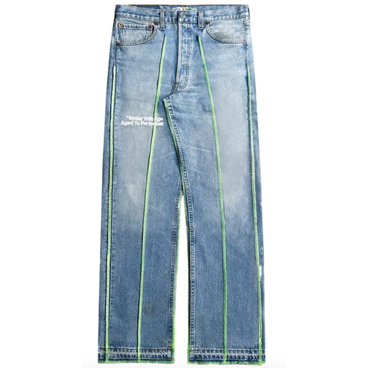 Better With Age Derby Blue Pleated Jeans