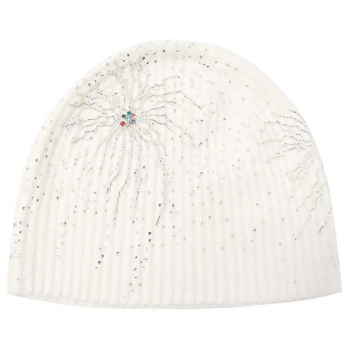 Birth of Royal Child Fireworks Studded Beaded Beanie White