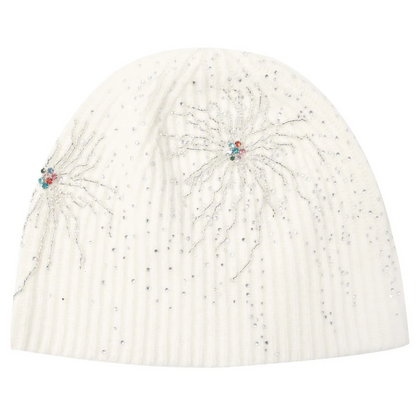 Birth of Royal Child Fireworks Studded Beaded Beanie White