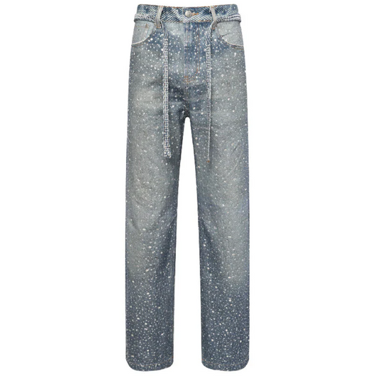 Birth of Royal Child 3D Printing Washed 20k Swarovski Diamond Boro Denim Blue