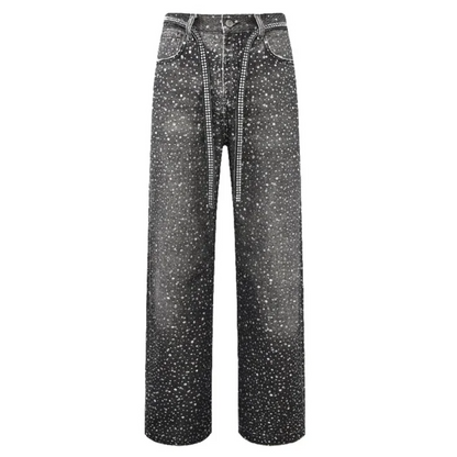 Birth of Royal Child 3D Printing Washed 20k Swarovski Diamond Boro Denim Black