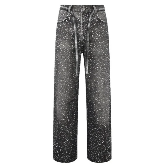 Birth of Royal Child 3D Printing Washed 20k Swarovski Diamond Boro Denim Black