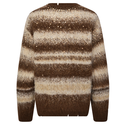 Birth of Royal Child Rhinestone Encrusted Mohair Blend Sweater Brown