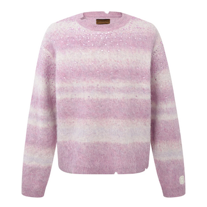 Birth of Royal Child Rhinestone Encrusted Mohair Blend Sweater Pink