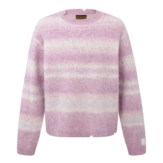 Birth of Royal Child Rhinestone Encrusted Mohair Blend Sweater Pink
