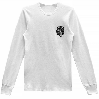 Chrome Hearts Dagger Logo White Waffle Thermal Long Sleeve Tee