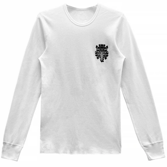 Chrome Hearts Dagger Logo White Waffle Thermal Long Sleeve Tee