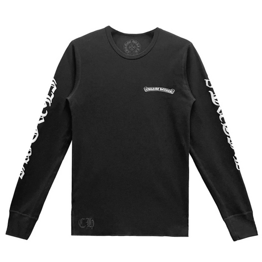Chrome Hearts Scroll Logo Sleeve Black Waffle Thermal Shirt