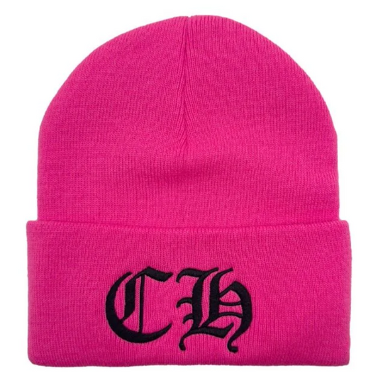 Chrome Hearts CH Logo Embroidered Pink Beanie
