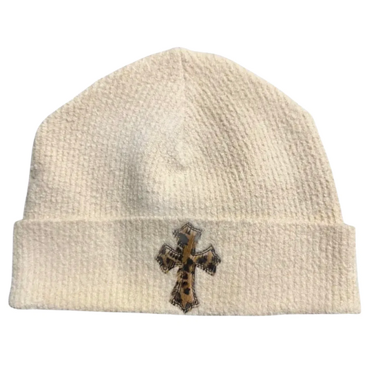 Chrome Hearts Cheetah Pony Hair Cross Patch Beanie