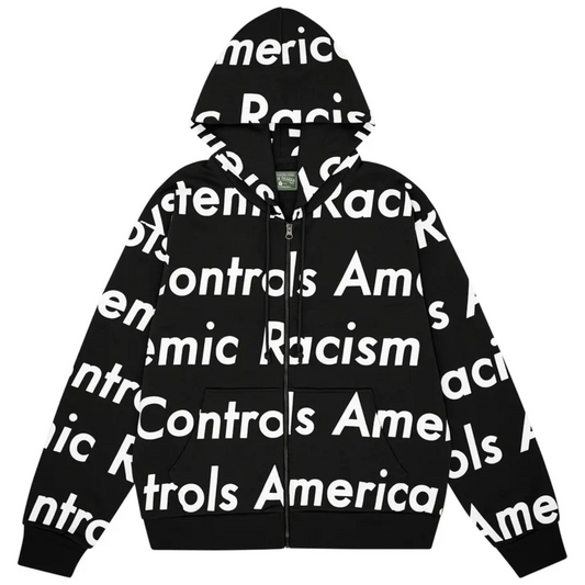 Denim Tears x Arthur Jafa Systemic Racism Controls America Zip Up Hoodie Black